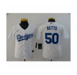 Youth Los Angeles Dodgers #50 Mookie Betts White 2020 Cool Base Jersey