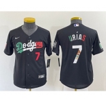 Youth Los Angeles Dodgers #7 Julio Urias Black Mexico Number 2020 World Series Cool Base Nike Jersey
