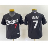 Youth Los Angeles Dodgers #7 Julio Urias Number Black Turn Back The Clock Stitched Cool Base Jersey2