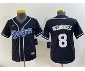 Youth Los Angeles Dodgers #8 Enrique Hernández Black Stitched Baseball Jersey