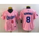 Youth Los Angeles Dodgers #8 Enrique Hernández Pink 2025 Tokyo Series Limited Stitched Baseball Jersey