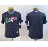 Youth Los Angeles Dodgers Blank Black Mexico 2020 World Series Cool Base Nike Jersey