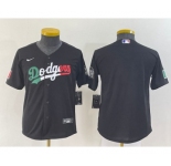 Youth Los Angeles Dodgers Blank Mexico Black Cool Base Stitched Baseball Jersey