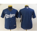 Youth Los Angeles Dodgers Blank Navy Blue Pinstripe Stitched MLB Cool Base Nike Jersey