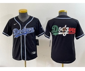 Youth Los Angeles Dodgers Team Big Logo Black Stitched Baseball Jersey