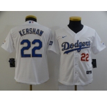 Youth Nike Los Angeles Dodgers #22 Clayton Kershaw White Champions Authentic Jersey