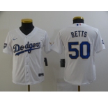 Youth Nike Los Angeles Dodgers #50 Mookie Betts White Series Champions Authentic Jersey