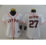 Nike Women's Houston Astros #27 Jose Altuve Authentic White Alternate Cool Base Baseball Jersey
