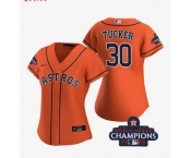 Nike Women's Houston Astros #30 Kyle Tucker Authentic Orange 2022 World Series Champions Stitched Baseball Jersey