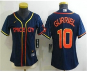 Women's Houston Astros #10 Yuli Gurriel 2022 Navy Blue City Connect Cool Base Stitched Jersey