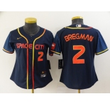 Women's Houston Astros #2 Alex Bregman Number 2022 Navy Blue City Connect Cool Base Stitched Jersey