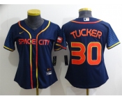 Women's Houston Astros #30 Kyle Tucker 2022 Navy Blue City Connect Cool Base Stitched Jersey