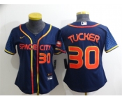 Women's Houston Astros #30 Kyle Tucker Number 2022 Navy Blue City Connect Cool Base Stitched Jersey