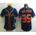 Women's Houston Astros #35 Justin Verlander 2022 Navy Blue City Connect Cool Base Stitched Jersey