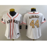 Women's Houston Astros #44 Yordan Alvarez 2023 White Gold World Serise Champions Patch Cool Base Stitched Jersey