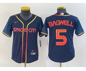 Women's Houston Astros #5 Jeff Bagwell 2022 Navy Blue City Connect Cool Base Stitched Jersey