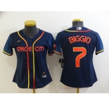 Women's Houston Astros #7 Craig Biggio 2022 Navy Blue City Connect Cool Base Stitched Jersey