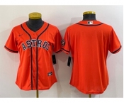 Women's Houston Astros Blank Orange With Patch Stitched MLB Cool Base Nike Jersey