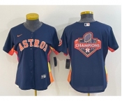 Women's Houston Astros Navy Blue Champions Big Logo With Patch Stitched MLB Cool Base Nike Jersey