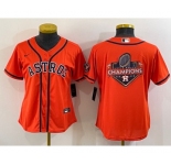 Women's Houston Astros Orange Champions Big Logo With Patch Stitched MLB Cool Base Nike Jersey