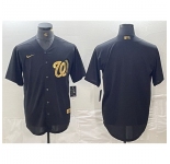 Men Washington Nationals Blank Black Logo Cool Base Stitched Baseball Jersey