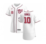 Men's Nike Washington Nationals #10 Yan Gomes White Home 2020 Authentic Player Baseball Jersey