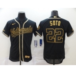 Men's Nike Washington Nationals # #22 Juan Soto Black Gold Fashion  Authentic Collection Baseball Jersey