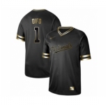 Men's Washington Nationals #1 Wilmer Difo Authentic Black Gold Fashion Baseball Jersey