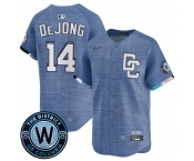 Men's Washington Nationals #14 Paul DeJong Blue 2025 City Connect Limited Stitched Baseball Jersey