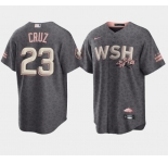 Men's Washington Nationals #23 Nelson Cruz 2022 Grey City Connect Cherry Blossom Cool Base Stitched Jersey