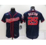 Men's Washington Nationals #25 Byron Buxtonon Navy Blue With Team Patch Stitched MLB Flex Base Jersey