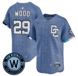 Men's Washington Nationals #29 James Wood Blue 2025 City Connect Limited Stitched Baseball Jersey