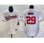 Men's Washington Nationals #29 James Wood White Home Limited Stitched Baseball Jersey