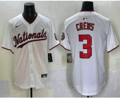 Men's Washington Nationals #3 Dylan Crews White Limited Stitched Jersey