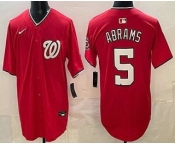 Men's Washington Nationals #5 CJ Abrams Red Limited Jersey