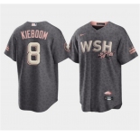 Men's Washington Nationals #8 Carter Kieboom 2022 Grey City Connect Cherry Blossom Cool Base Stitched Jersey