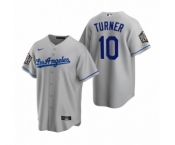 Los Angeles Dodgers #10 Justin Turner Gray 2020 World Series Replica Road Jersey
