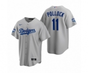 Los Angeles Dodgers #11 A.J. Pollock Gray 2020 World Series Champions Replica Jersey