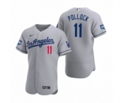 Los Angeles Dodgers #11 A.J. Pollock Gray 2020 World Series Champions Road Authentic Jersey