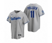 Los Angeles Dodgers #11 A.J. Pollock Gray 2020 World Series Champions Road Replica Jersey