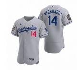 Los Angeles Dodgers #14 Enrique Hernandez Nike Gray 2020 World Series Authentic Road Jersey