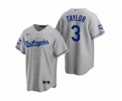 Los Angeles Dodgers #3 Chris Taylor Gray 2020 World Series Champions Road Replica Jersey