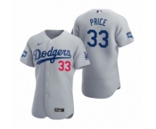 Los Angeles Dodgers #33 David Price Gray 2020 World Series Champions Authentic Jersey