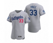 Los Angeles Dodgers #33 David Price Gray 2020 World Series Champions Road Authentic Jersey