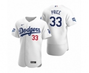 Los Angeles Dodgers #33 David Price White 2020 World Series Champions Authentic Jersey