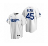 Los Angeles Dodgers #45 Matt Beaty White 2020 World Series Champions Replica Jersey