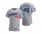 Los Angeles Dodgers #46 Tony Gonsolin Gray 2020 World Series Champions Road Authentic Jersey