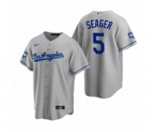 Los Angeles Dodgers #5 Corey Seager MVP Gray 2020 World Series Champions Road Replica Jersey
