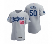 Los Angeles Dodgers #50 Mookie Betts Gray 2020 World Series Champions Authentic Jersey