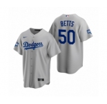 Los Angeles Dodgers #50 Mookie Betts Gray 2020 World Series Champions Replica Jersey